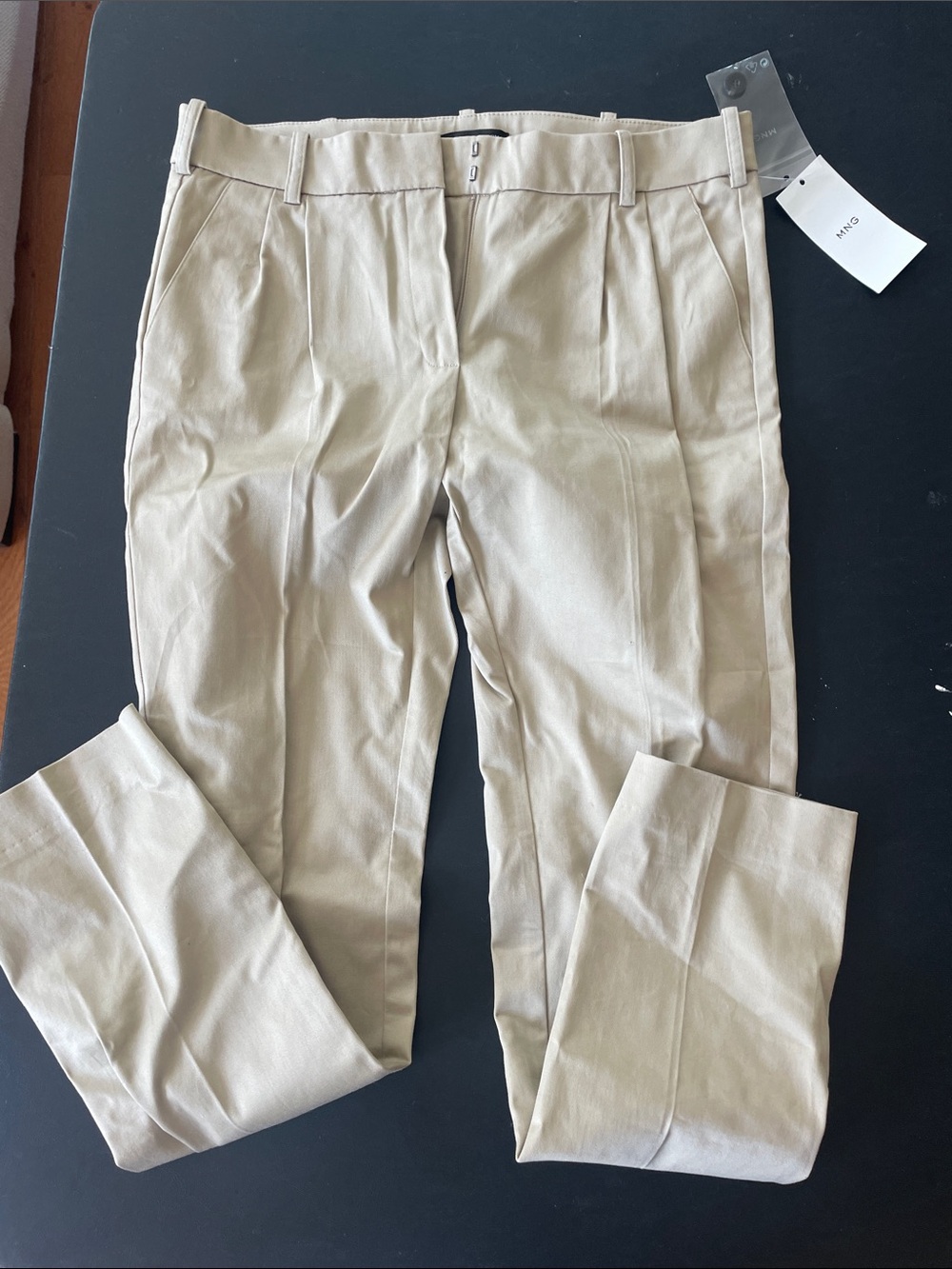 Mango Women's Pleated Chinos in Beige
